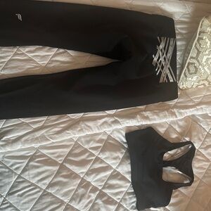 Fabletics Black Activewear Set with Silver Accents